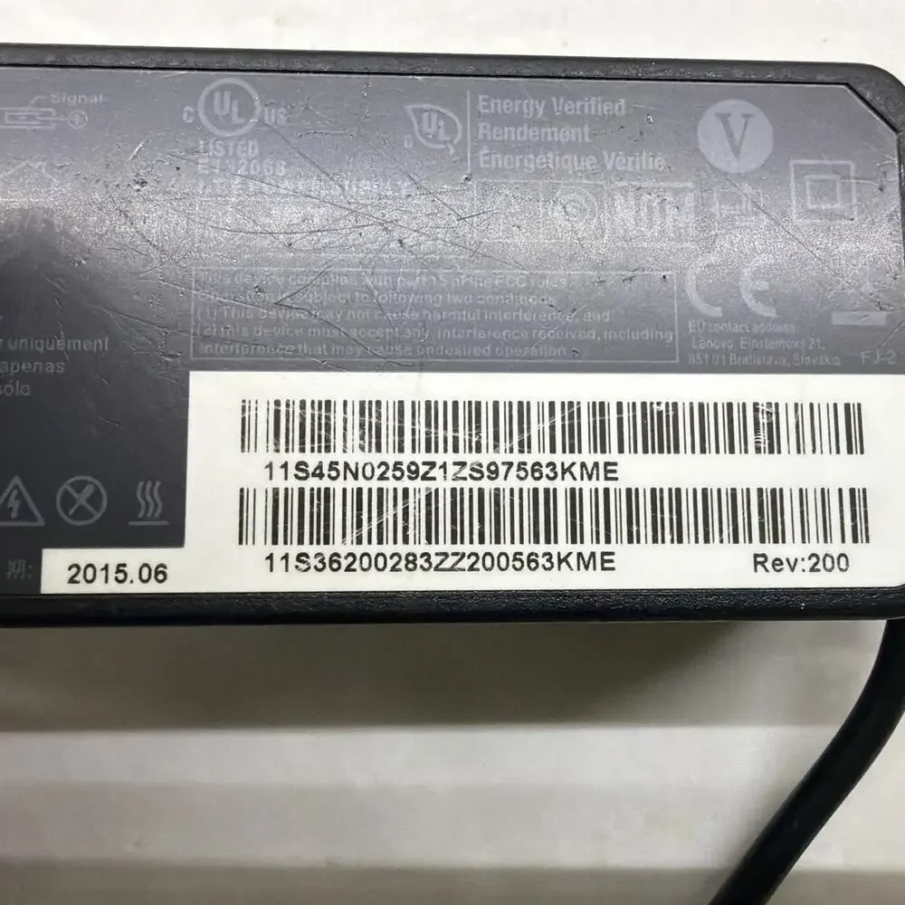 Lenovo ADLX65NLC2A 20V 3.25A 65W Yellow Square Tip AC Adapter TESTED WORKING